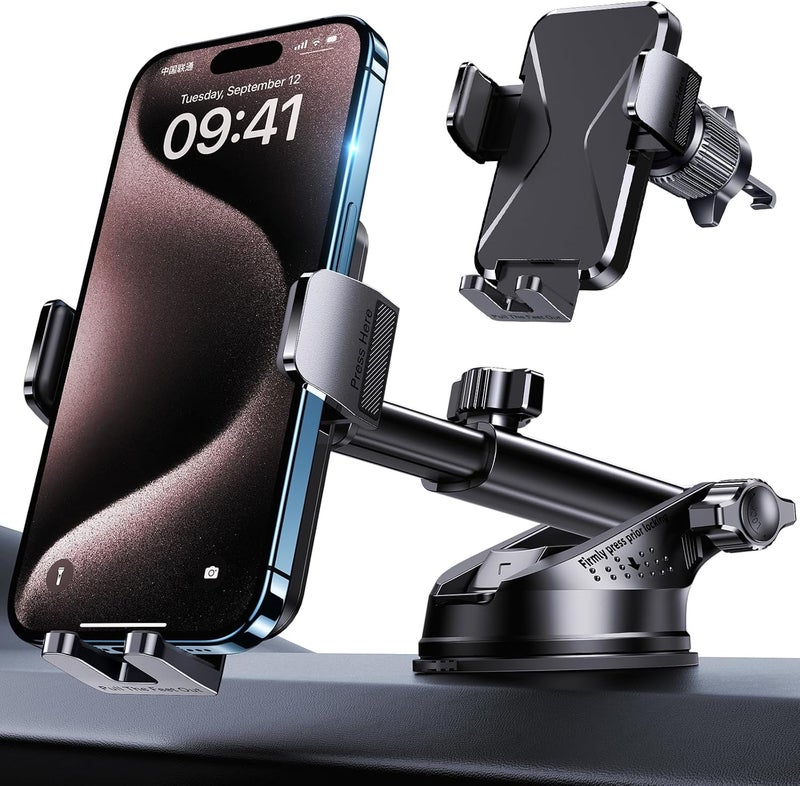 DOLYOFG Universal Car Phone Mount Holder [3-in-1 Suction Cup] for Dashboard Windshield Air Vent, Military-Grade Adhesive Phone Car Mount, One Hand Release for iPhone Samsung Android Smartphones - Image 1
